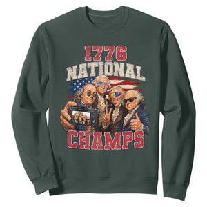 1776 National Champs Funny Founding Fathers Selfie Graphic Sweatshirt George Washington and Ben Franklin Cool Sunglasses Patriotic