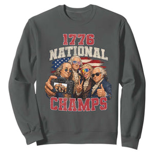 1776 National Champs Funny Founding Fathers Selfie Graphic Sweatshirt George Washington and Ben Franklin Cool Sunglasses Patriotic