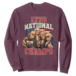 1776 National Champs Funny Founding Fathers Selfie Graphic Sweatshirt George Washington and Ben Franklin Cool Sunglasses Patriotic