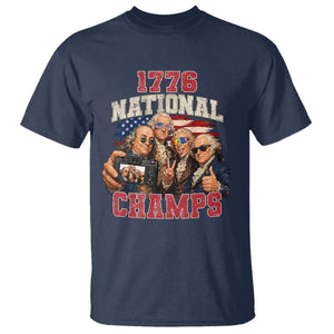1776 National Champs Funny Founding Fathers Selfie Graphic T Shirt George Washington and Ben Franklin Cool Sunglasses Patriotic