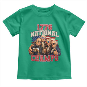 1776 National Champs Funny Founding Fathers Selfie Graphic Toddler T Shirt George Washington and Ben Franklin Cool Sunglasses Patriotic