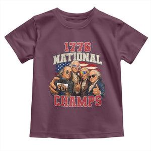 1776 National Champs Funny Founding Fathers Selfie Graphic Toddler T Shirt George Washington and Ben Franklin Cool Sunglasses Patriotic