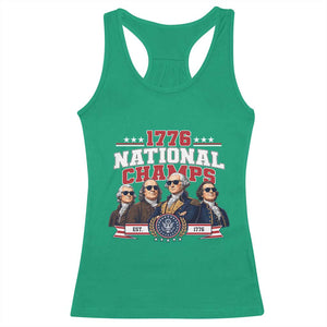 1776 National Champs Est 1776 Vintage Seal Racerback Tank Top Funny Cool Sunglasses Presidents and Founding Fathers Sports Style Patriotic