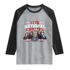 1776 National Champs Est 1776 Vintage Seal Raglan Shirt Funny Cool Sunglasses Presidents and Founding Fathers Sports Style Patriotic