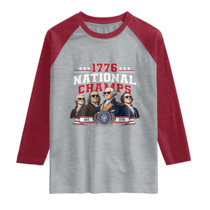 1776 National Champs Est 1776 Vintage Seal Raglan Shirt Funny Cool Sunglasses Presidents and Founding Fathers Sports Style Patriotic