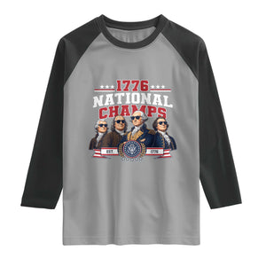 1776 National Champs Est 1776 Vintage Seal Raglan Shirt Funny Cool Sunglasses Presidents and Founding Fathers Sports Style Patriotic