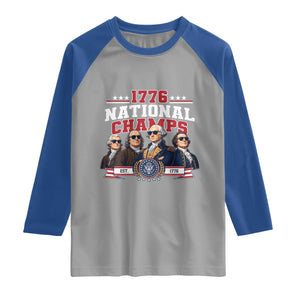1776 National Champs Est 1776 Vintage Seal Raglan Shirt Funny Cool Sunglasses Presidents and Founding Fathers Sports Style Patriotic