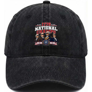 1776 National Champs Est 1776 Vintage Seal Washed Cotton Baseball Cap Funny Cool Sunglasses Presidents and Founding Fathers Sports Style Patriotic