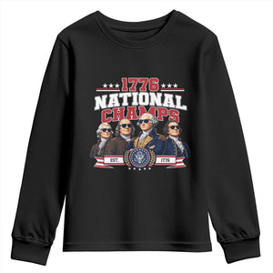 1776 National Champs Est 1776 Vintage Seal Youth Sweatshirt Funny Cool Sunglasses Presidents and Founding Fathers Sports Style Patriotic