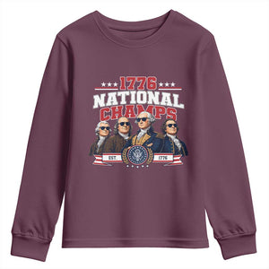 1776 National Champs Est 1776 Vintage Seal Youth Sweatshirt Funny Cool Sunglasses Presidents and Founding Fathers Sports Style Patriotic