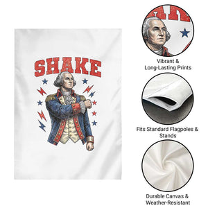Shake Funny George Washington Patriotic Graphic Matching Garden Flag Vintage Founding Father Distressed Stars and Lightning Bolts Dynamic Duo