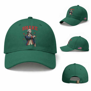 Shake Funny George Washington Patriotic Graphic Matching Baseball Cap Vintage Founding Father Distressed Stars and Lightning Bolts Dynamic Duo