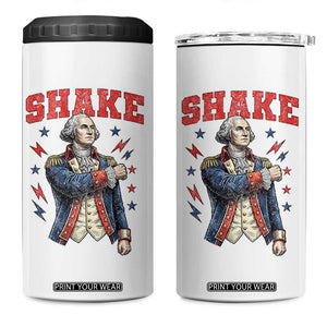 Shake Funny George Washington Patriotic Graphic Matching 4 in 1 Can Cooler Tumbler Vintage Founding Father Distressed Stars and Lightning Bolts Dynamic Duo