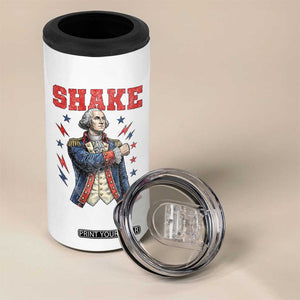 Shake Funny George Washington Patriotic Graphic Matching 4 in 1 Can Cooler Tumbler Vintage Founding Father Distressed Stars and Lightning Bolts Dynamic Duo