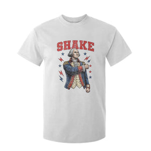 Shake Funny George Washington Patriotic Graphic Matching T Shirt For Kid Vintage Founding Father Distressed Stars and Lightning Bolts Dynamic Duo