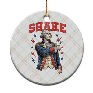 Shake Funny George Washington Patriotic Graphic Matching Ceramic Ornament Vintage Founding Father Distressed Stars and Lightning Bolts Dynamic Duo TS02 1pc Christmas Plaid Print Your Wear