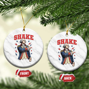 Shake Funny George Washington Patriotic Graphic Matching Ceramic Ornament Vintage Founding Father Distressed Stars and Lightning Bolts Dynamic Duo TS02 1pc White Marble Print Your Wear