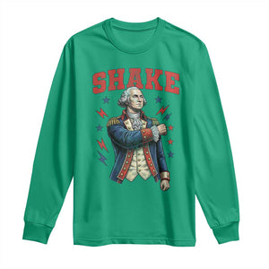 Shake Funny George Washington Patriotic Graphic Matching Long Sleeve Shirt Vintage Founding Father Distressed Stars and Lightning Bolts Dynamic Duo