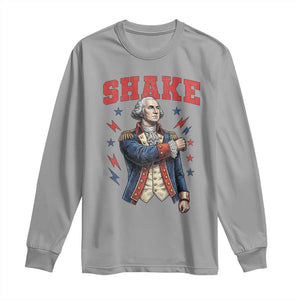 Shake Funny George Washington Patriotic Graphic Matching Long Sleeve Shirt Vintage Founding Father Distressed Stars and Lightning Bolts Dynamic Duo