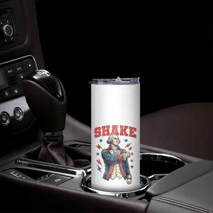 Shake Funny George Washington Patriotic Graphic Matching Skinny Tumbler Vintage Founding Father Distressed Stars and Lightning Bolts Dynamic Duo
