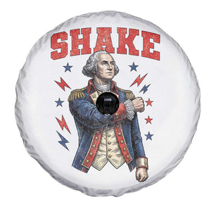 Shake Funny George Washington Patriotic Graphic Matching Spare Tire Cover Vintage Founding Father Distressed Stars and Lightning Bolts Dynamic Duo