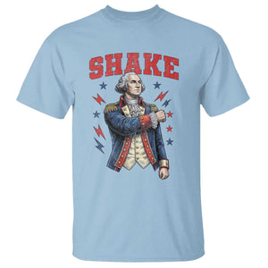 Shake Funny George Washington Patriotic Graphic Matching T Shirt Vintage Founding Father Distressed Stars and Lightning Bolts Dynamic Duo
