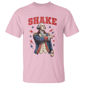 Shake Funny George Washington Patriotic Graphic Matching T Shirt Vintage Founding Father Distressed Stars and Lightning Bolts Dynamic Duo