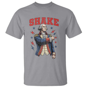 Shake Funny George Washington Patriotic Graphic Matching T Shirt Vintage Founding Father Distressed Stars and Lightning Bolts Dynamic Duo