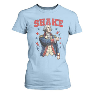 Shake Funny George Washington Patriotic Graphic Matching T Shirt For Women Vintage Founding Father Distressed Stars and Lightning Bolts Dynamic Duo