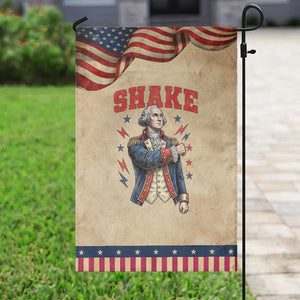 Shake Funny George Washington Graphic Matching Patriotic Garden Flag Vintage Founding Father Distressed Stars and Lightning Bolts Dynamic Duo