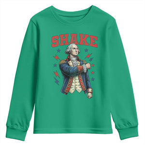 Shake Funny George Washington Patriotic Graphic Matching Youth Sweatshirt Vintage Founding Father Distressed Stars and Lightning Bolts Dynamic Duo