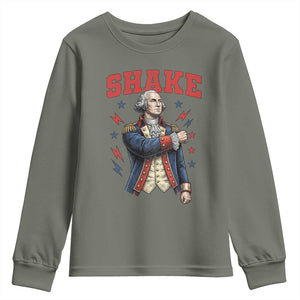 Shake Funny George Washington Patriotic Graphic Matching Youth Sweatshirt Vintage Founding Father Distressed Stars and Lightning Bolts Dynamic Duo