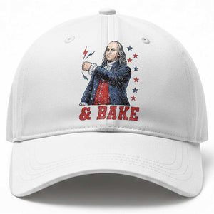 And Bake Funny Benjamin Franklin Patriotic Graphic Matching Baseball Cap Vintage Founding Father Distressed Stars and Lightning Bolts Dynamic Duo