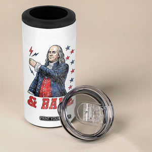And Bake Funny Benjamin Franklin Patriotic Graphic Matching 4 in 1 Can Cooler Tumbler Vintage Founding Father Distressed Stars and Lightning Bolts Dynamic Duo