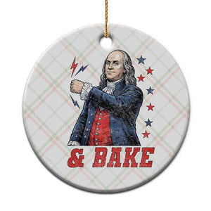 And Bake Funny Benjamin Franklin Patriotic Graphic Matching Ceramic Ornament Vintage Founding Father Distressed Stars and Lightning Bolts Dynamic Duo
