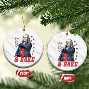And Bake Funny Benjamin Franklin Patriotic Graphic Matching Ceramic Ornament Vintage Founding Father Distressed Stars and Lightning Bolts Dynamic Duo