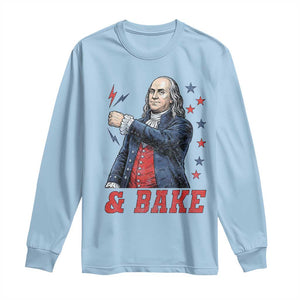 And Bake Funny Benjamin Franklin Patriotic Graphic Matching Long Sleeve Shirt Vintage Founding Father Distressed Stars and Lightning Bolts Dynamic Duo