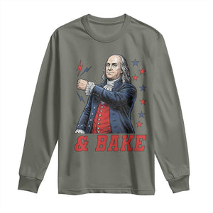 And Bake Funny Benjamin Franklin Patriotic Graphic Matching Long Sleeve Shirt Vintage Founding Father Distressed Stars and Lightning Bolts Dynamic Duo