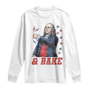 And Bake Funny Benjamin Franklin Patriotic Graphic Matching Long Sleeve Shirt Vintage Founding Father Distressed Stars and Lightning Bolts Dynamic Duo