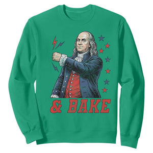 And Bake Funny Benjamin Franklin Patriotic Graphic Matching Sweatshirt Vintage Founding Father Distressed Stars and Lightning Bolts Dynamic Duo