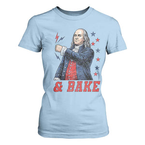 And Bake Funny Benjamin Franklin Patriotic Graphic Matching T Shirt For Women Vintage Founding Father Distressed Stars and Lightning Bolts Dynamic Duo
