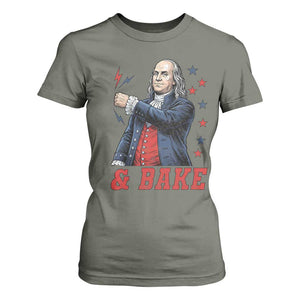 And Bake Funny Benjamin Franklin Patriotic Graphic Matching T Shirt For Women Vintage Founding Father Distressed Stars and Lightning Bolts Dynamic Duo
