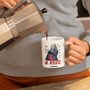 And Bake Funny Benjamin Franklin Patriotic Graphic Matching Coffee Mug Vintage Founding Father Distressed Stars and Lightning Bolts Dynamic Duo