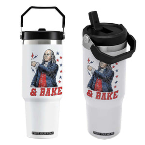 And Bake Funny Benjamin Franklin Patriotic Graphic Matching Flip Straw Tumbler Vintage Founding Father Distressed Stars and Lightning Bolts Dynamic Duo