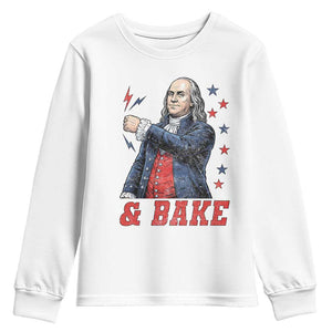 And Bake Funny Benjamin Franklin Patriotic Graphic Matching Youth Sweatshirt Vintage Founding Father Distressed Stars and Lightning Bolts Dynamic Duo