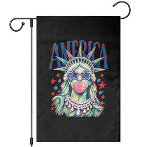 America Statue of Liberty Blowing Bubblegum Garden Flag Star and Glasses Patriotic Summer Vibes Graphic TS02 Black Print Your Wear