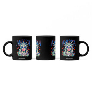 America Statue of Liberty Blowing Bubblegum Coffee Mug Star and Glasses Patriotic Summer Vibes Graphic
