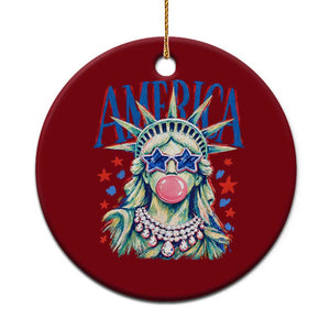 America Statue of Liberty Blowing Bubblegum Ceramic Ornament Star and Glasses Patriotic Summer Vibes Graphic