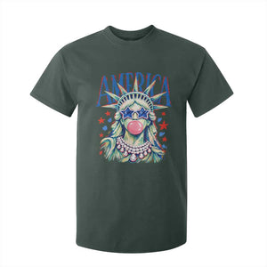 America Statue of Liberty Blowing Bubblegum T Shirt For Kid Star and Glasses Patriotic Summer Vibes Graphic