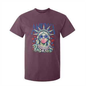 America Statue of Liberty Blowing Bubblegum T Shirt For Kid Star and Glasses Patriotic Summer Vibes Graphic